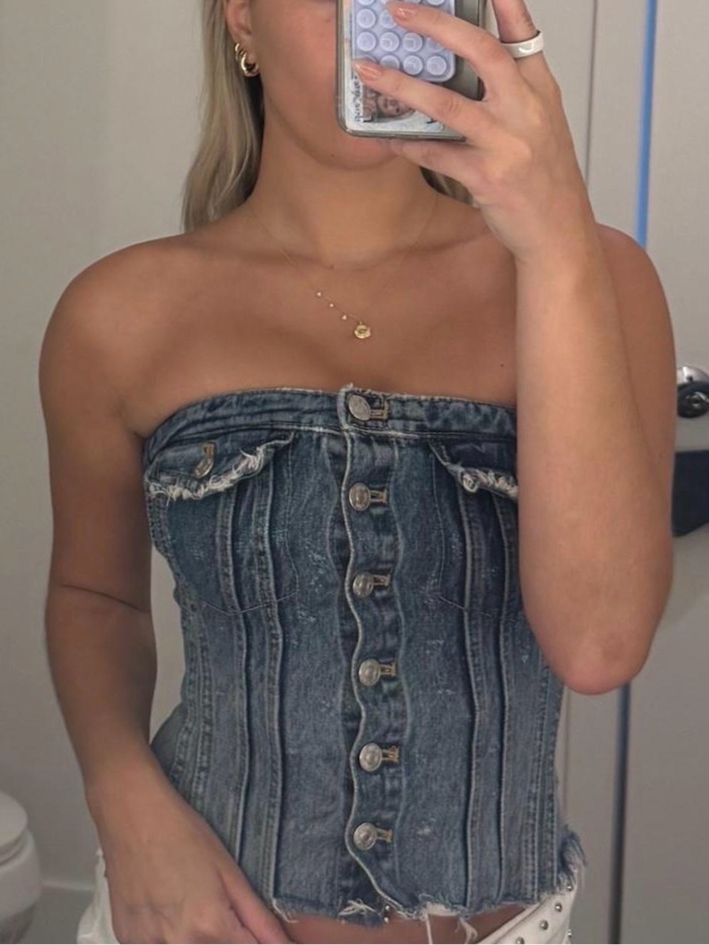 Denim corset